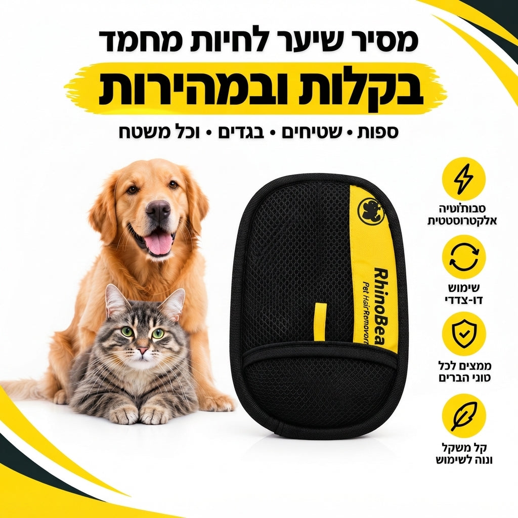 ChickChak™ - כפפה דו-כיוונית להסרת פרווה
